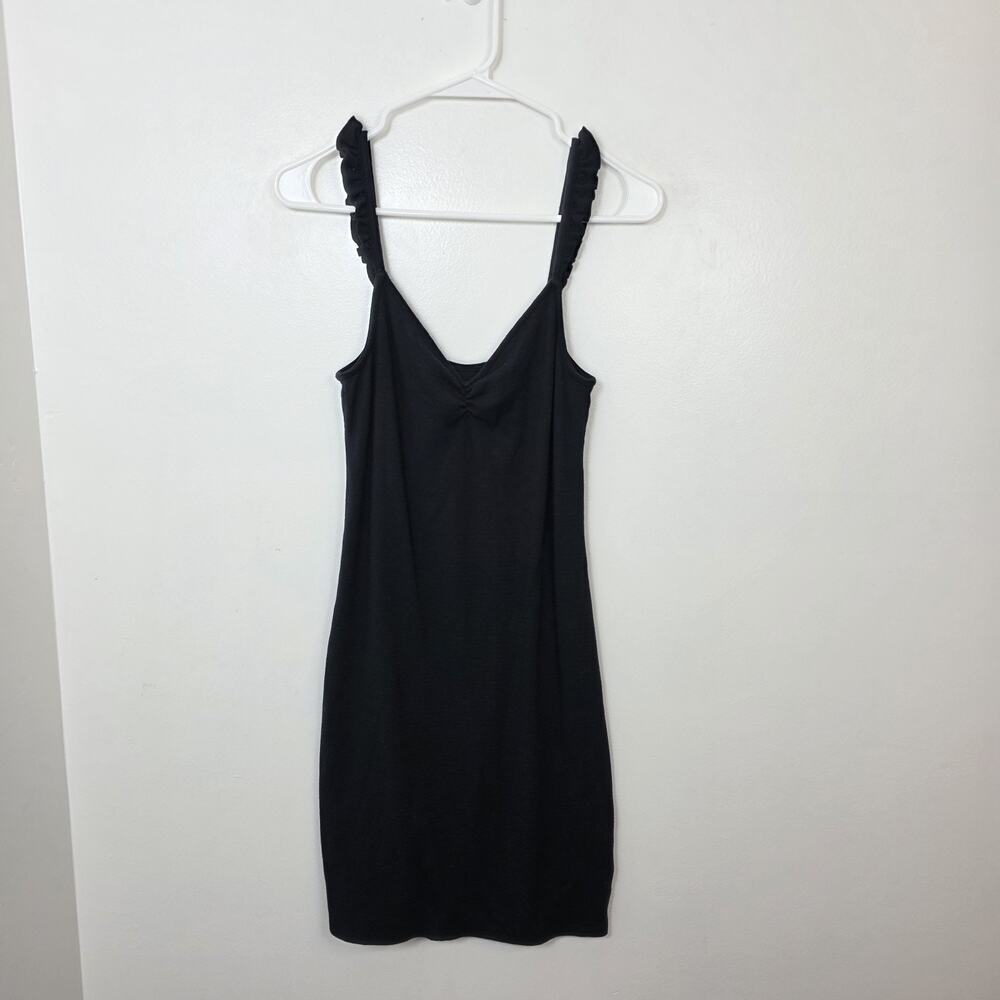 Abercrombie & Fitch Black Ruffle Strap Fitted Feminine Mini Dress Size Small‎